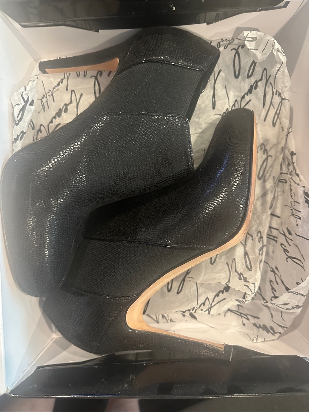 White House Black Market Black Textured Pointed Toe Ankle Booties
